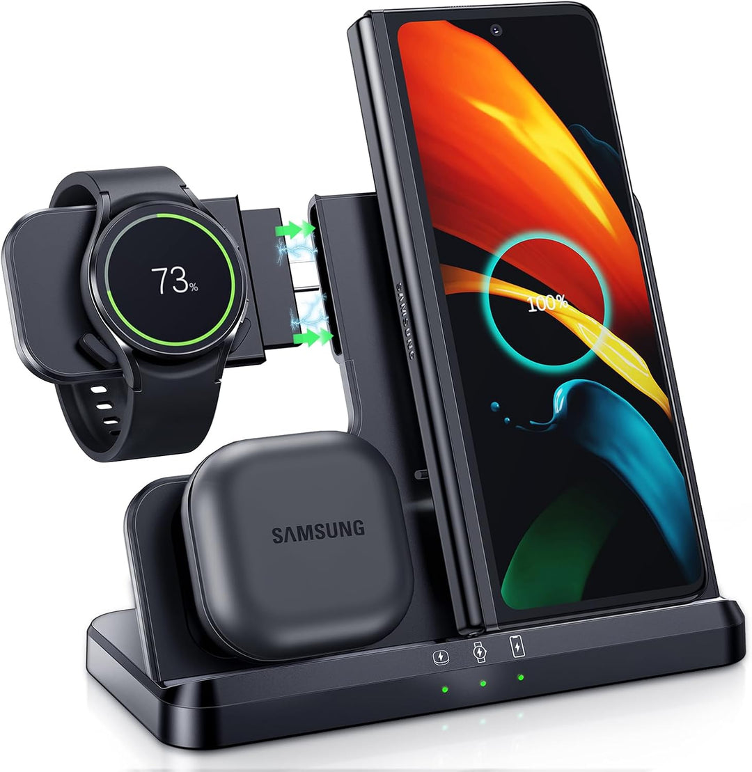 LK Induktive Ladestation für Samsung 3 in 1 Ladestation Kompatibel für Galaxy Watch 6/6 Classic/5/5