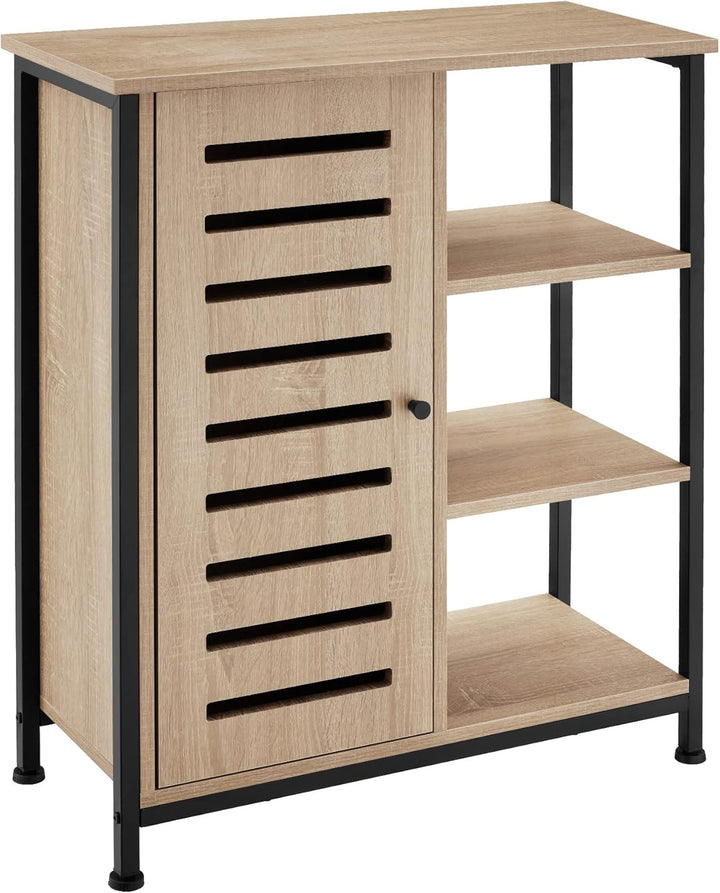 tectake Sideboard mit 3 Fächern und Schrankfach, 71 x 32 x 82 cm, Industrie-Design, Holz Kommode für