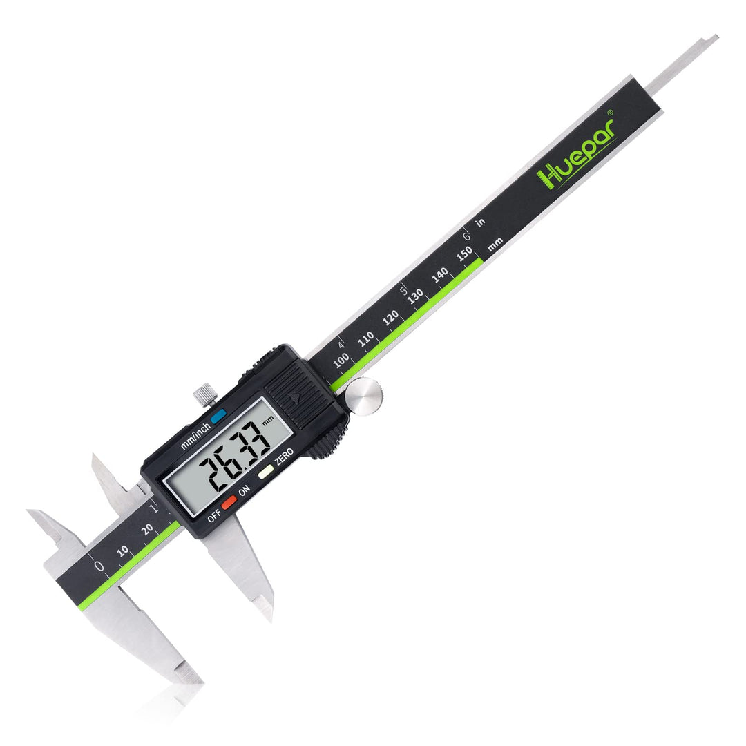 Huepar Digitaler Messschieber -Edelstahl Messschieber, Elektronisches Mikrometer mit grossem LCD-Bil