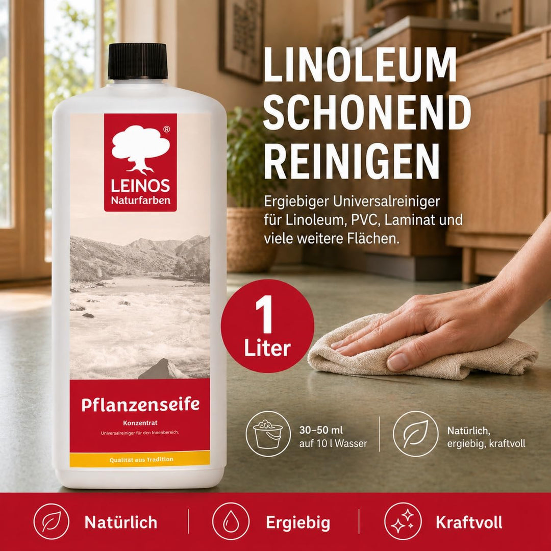 LEINOS Pflanzenseife 1 L– Rückfettender Universalreiniger für geölte, gewachste, lackierte Holzfläch