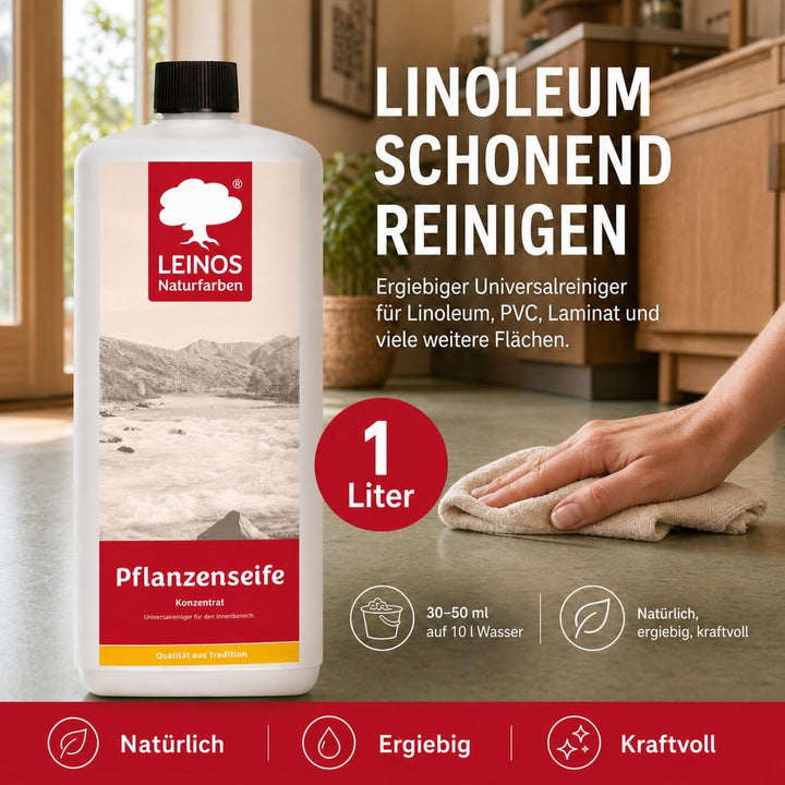 LEINOS Pflanzenseife 1 L– Rückfettender Universalreiniger für geölte, gewachste, lackierte Holzfläch
