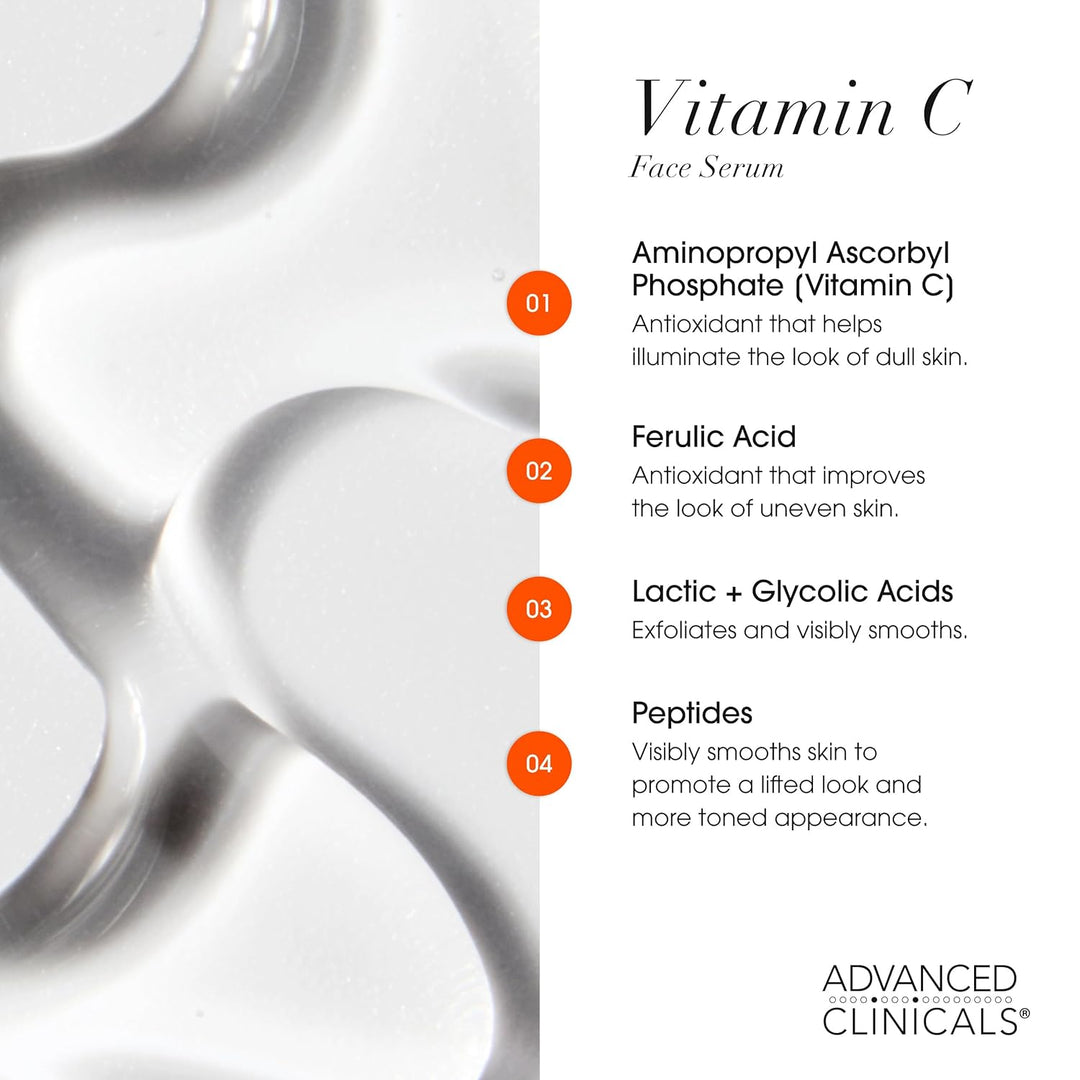 Advanced Clinicals Vitamin C Anti-Aging-Serum für dunkle Flecken,ungleichmässige Hautfarbe,Krähenfüs