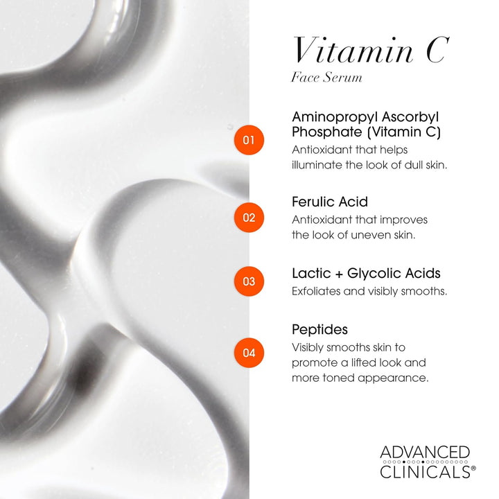 Advanced Clinicals Vitamin C Anti-Aging-Serum für dunkle Flecken,ungleichmässige Hautfarbe,Krähenfüs