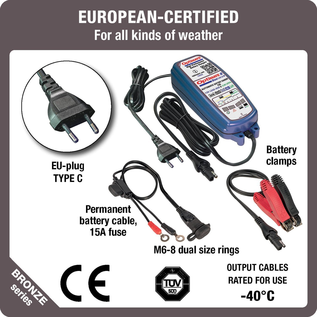 Optimate 2 DUO - 5-stufiges 12V/12,8V 2A Batterielade- und Wartungsgerät, Blau