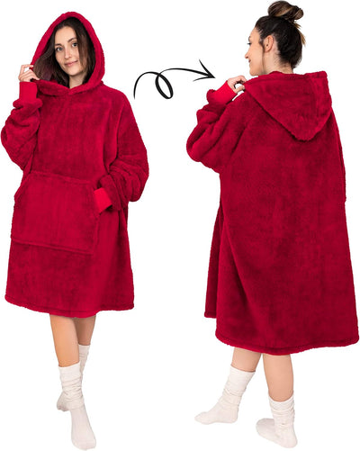 Gräfenstayn® Flauschige Sherpa Hoodie Decke mit Ärmeln & Kapuze - Öko-tex Standard 100 - tragbare Ku