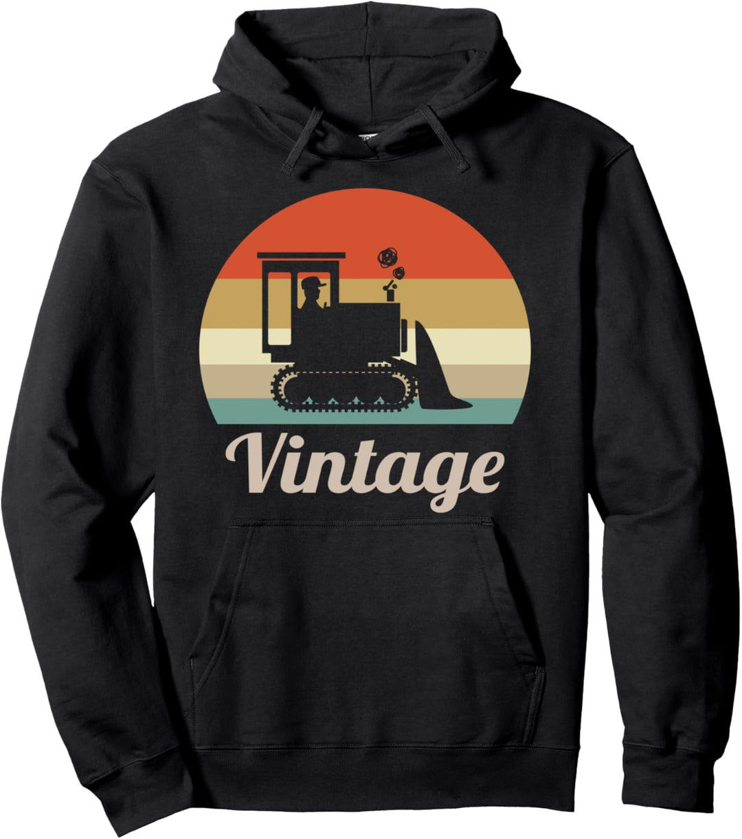 Planierraupe Schubraupe Bulldozer Kettenräumer Vintage Retro Pullover Hoodie