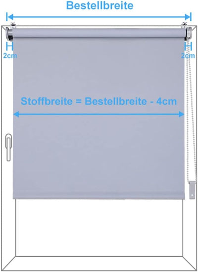 Eurohome Verdunkelungsrollo Thermo Rollo 100x130cm (Stoffbreite 96 cm) Hellgrau Klemmfix ohne Bohren