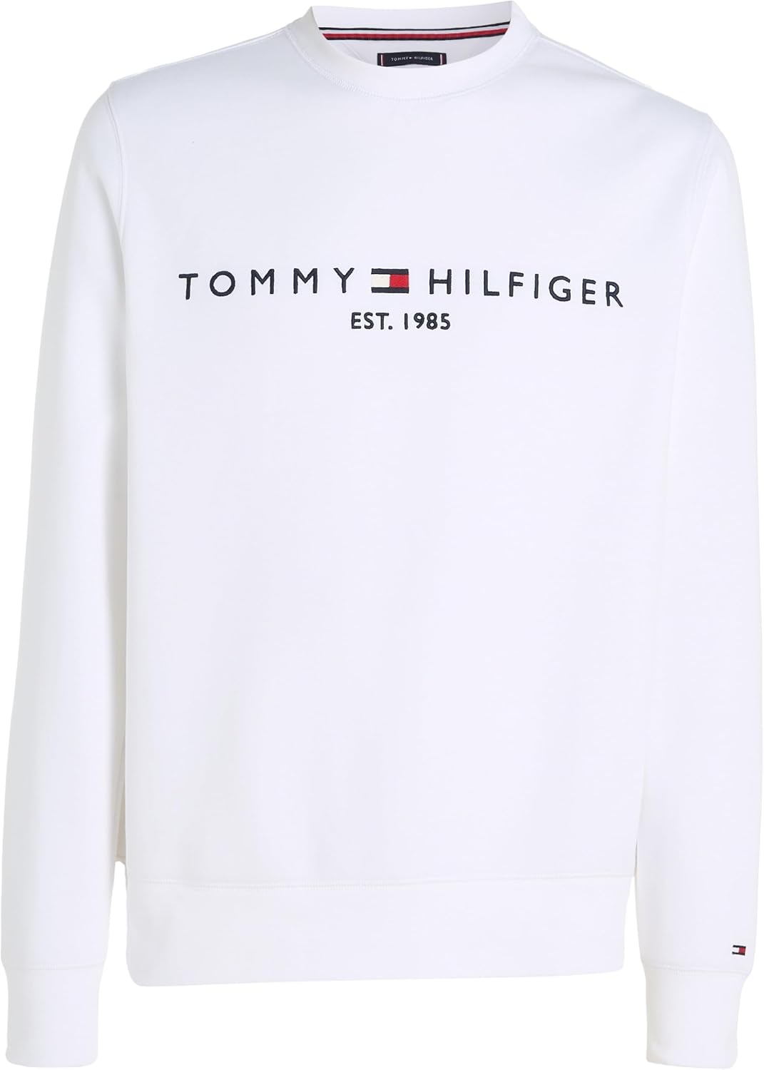 Tommy Hilfiger Herren Sweatshirt Tommy Logo ohne Kapuze L Weiss, L Weiss