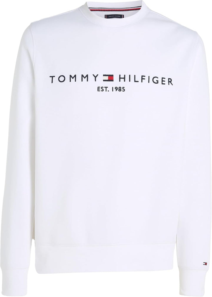 Tommy Hilfiger Herren Sweatshirt Tommy Logo ohne Kapuze L Weiss, L Weiss
