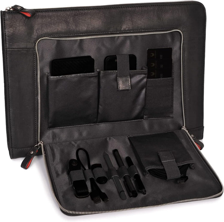 DONBOLSO® Notebook Sleeve London Leder für Damen und Herren Schwarz M, Schwarz M