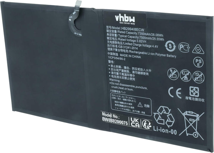 vhbw Akku kompatibel mit Huawei Mediapad CMR-AL09, CMR-AL19, CMR-W109, CMR-W19, M5, M5 10.8 Tablet P