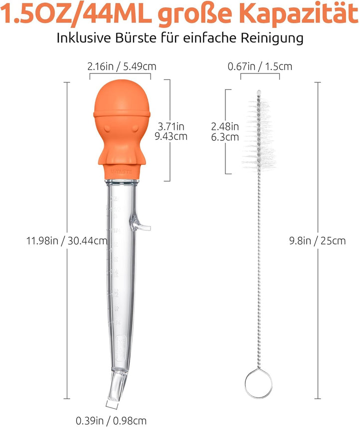 U-Taste 109℃ Hitzebeständige Grosse Abgewinkelte Bratenspritze Tritan Putenfleisch-Fettpipette mit S