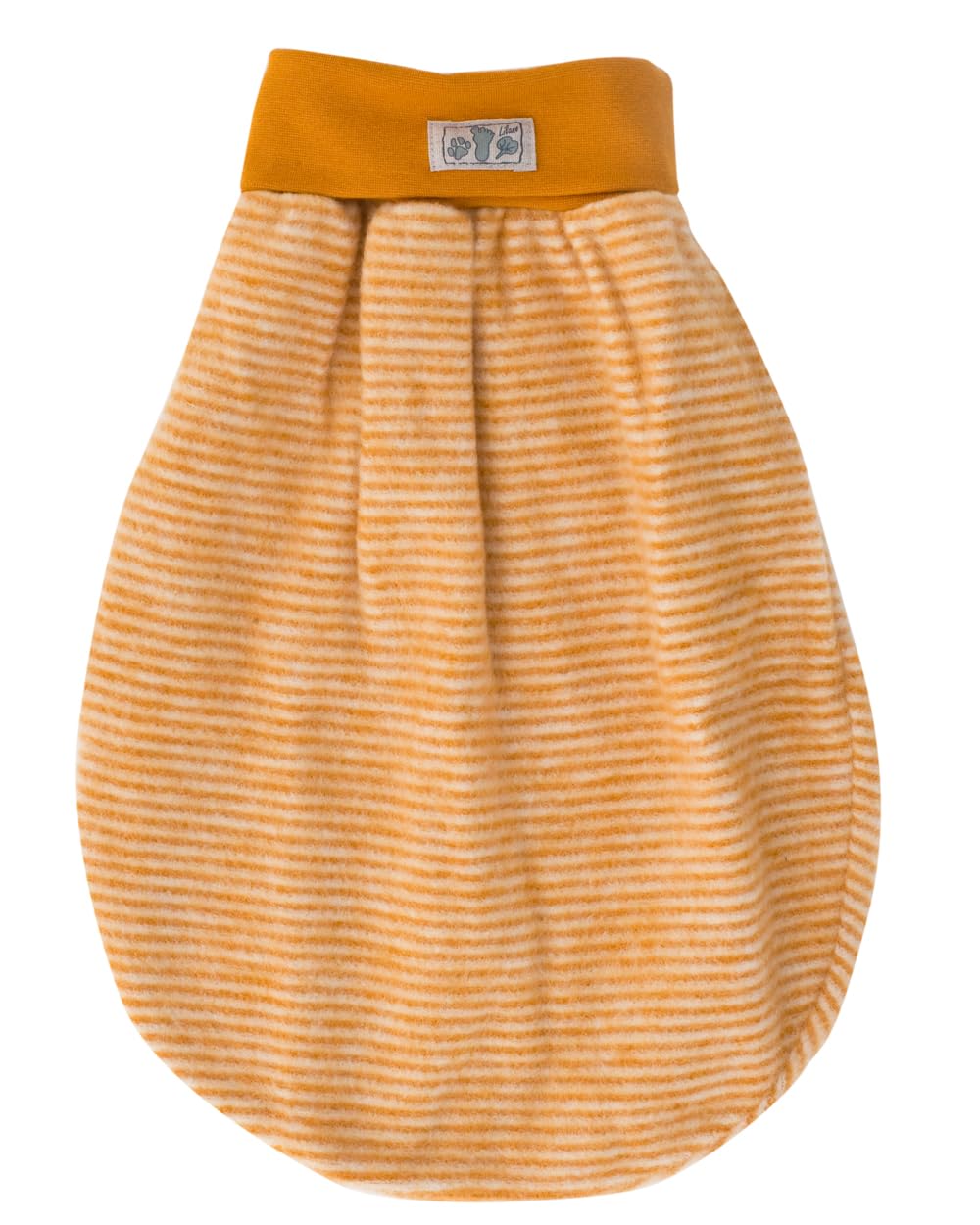 Lilano Wickelsack aus Schurwolle, Gestreift Orange, Pucksack für Babys, 80x90 cm, Wärmend (Curry/Nat