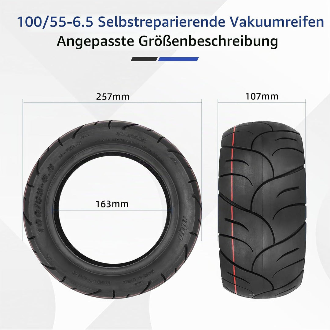 ulip 100/55-6.5 Vakuum-Reifen 11 Zoll mit integriertem Live-Kleber, reparierbar für Dualtron Ultra 2