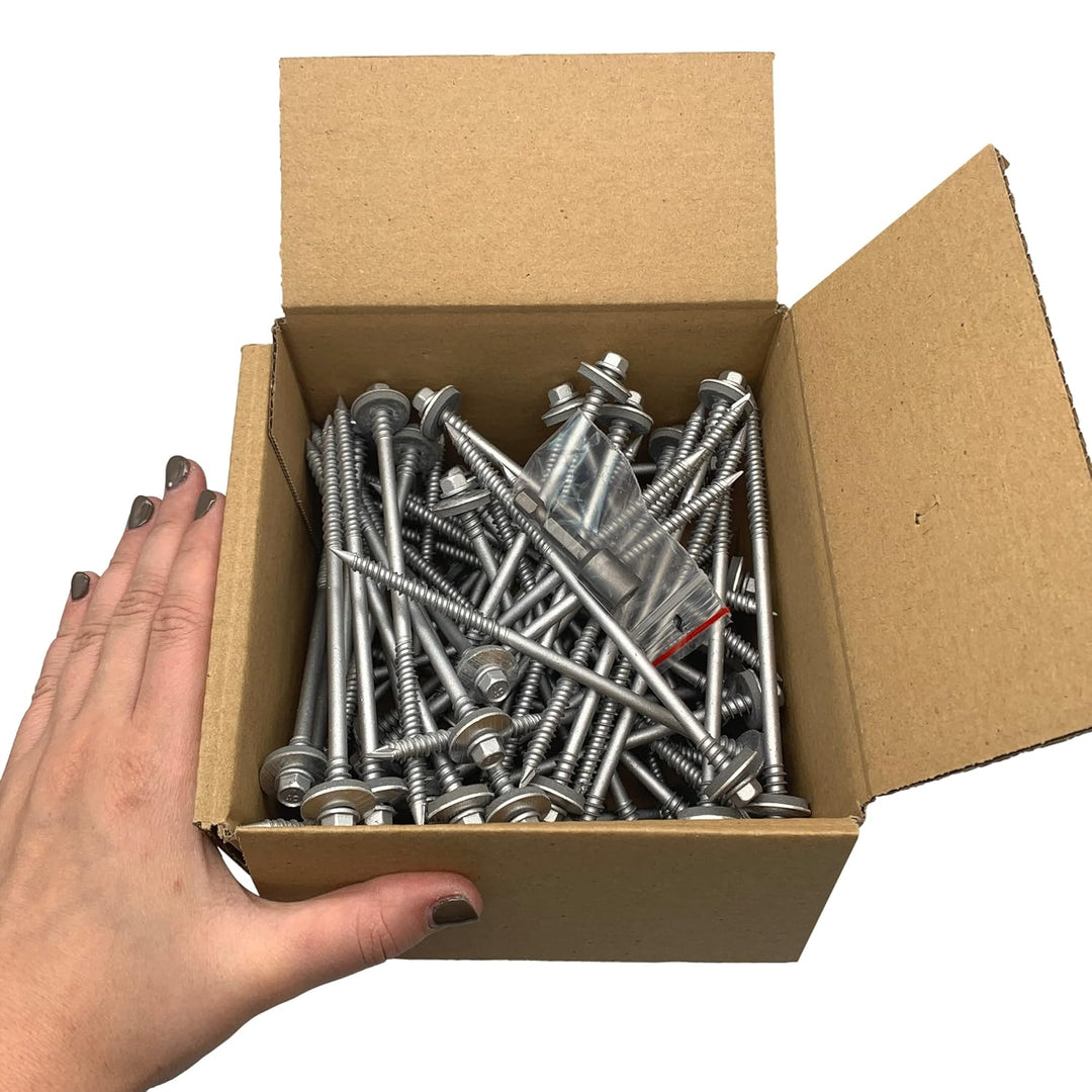 Marcopol (60 Stück) Sechskant-Schrauben mit selbstbohrendem 6,4x140 mm Karbonstahlschrauben mit EPDM