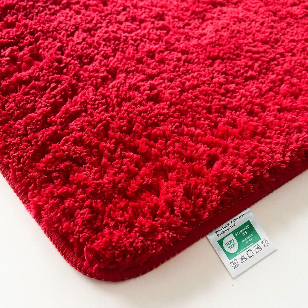 casa pura Badematte rot weicher, Flauschiger Badezimmerteppich in Shaggy Optik, Badvorleger rutschfe