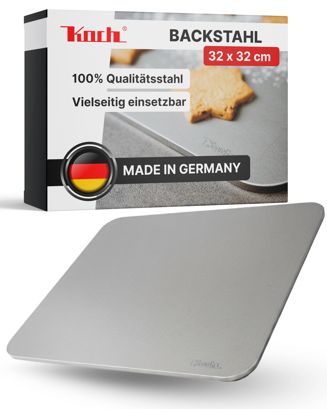 KOCH #109 Massiver Backstahl 32 x 32cm perfekte Pizza & Brot wie aus dem Steinofen - Burger + Steaks