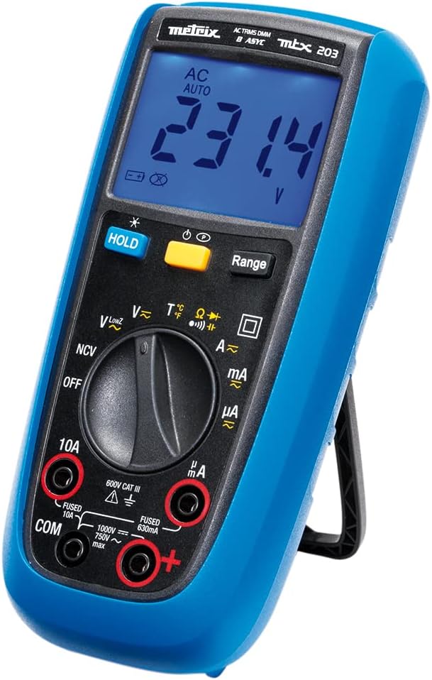 Metrix MTX 203 Hand-Multimeter digital Spritzwassergeschuetzt (IP54) CAT III 600V Anzeige (Counts):,