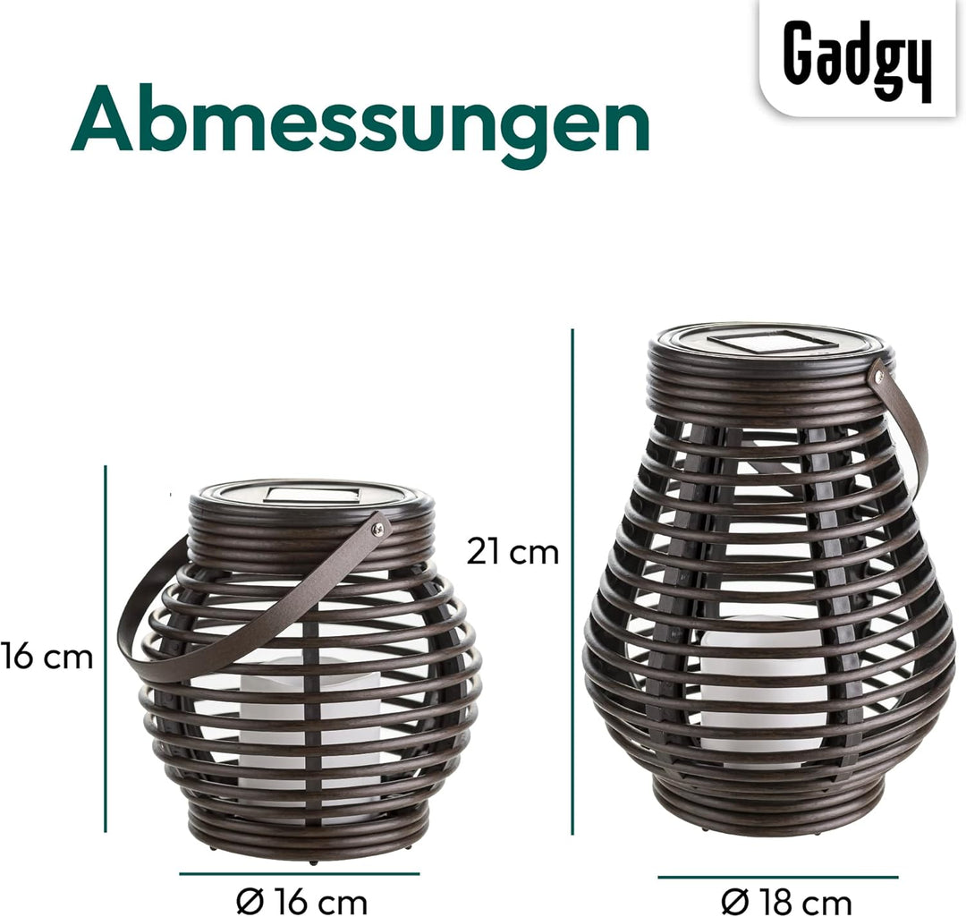 Gadgy Solar Laternen für Aussen - 2er Wetterfeste LED Deko-Lampen in Tropfen- & Kugelform - Solarleu