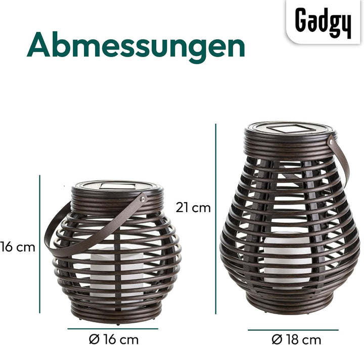 Gadgy Solar Laternen für Aussen - 2er Wetterfeste LED Deko-Lampen in Tropfen- & Kugelform - Solarleu