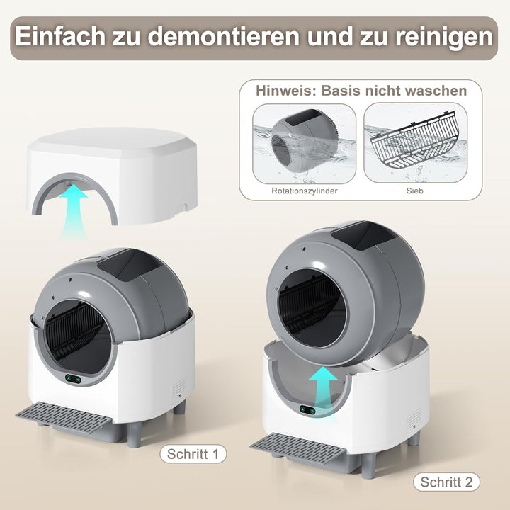 Selbstreinigende Katzentoilette 90L Grossraum, Ellenpent Katzenklo Selbstreinigend mIt Geruchskontro