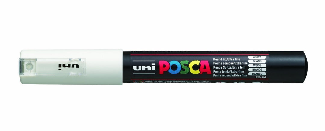 uni-Ball Posca PC-1M Extra feine Rundspitze - Weiss, 12 Stück, weiss