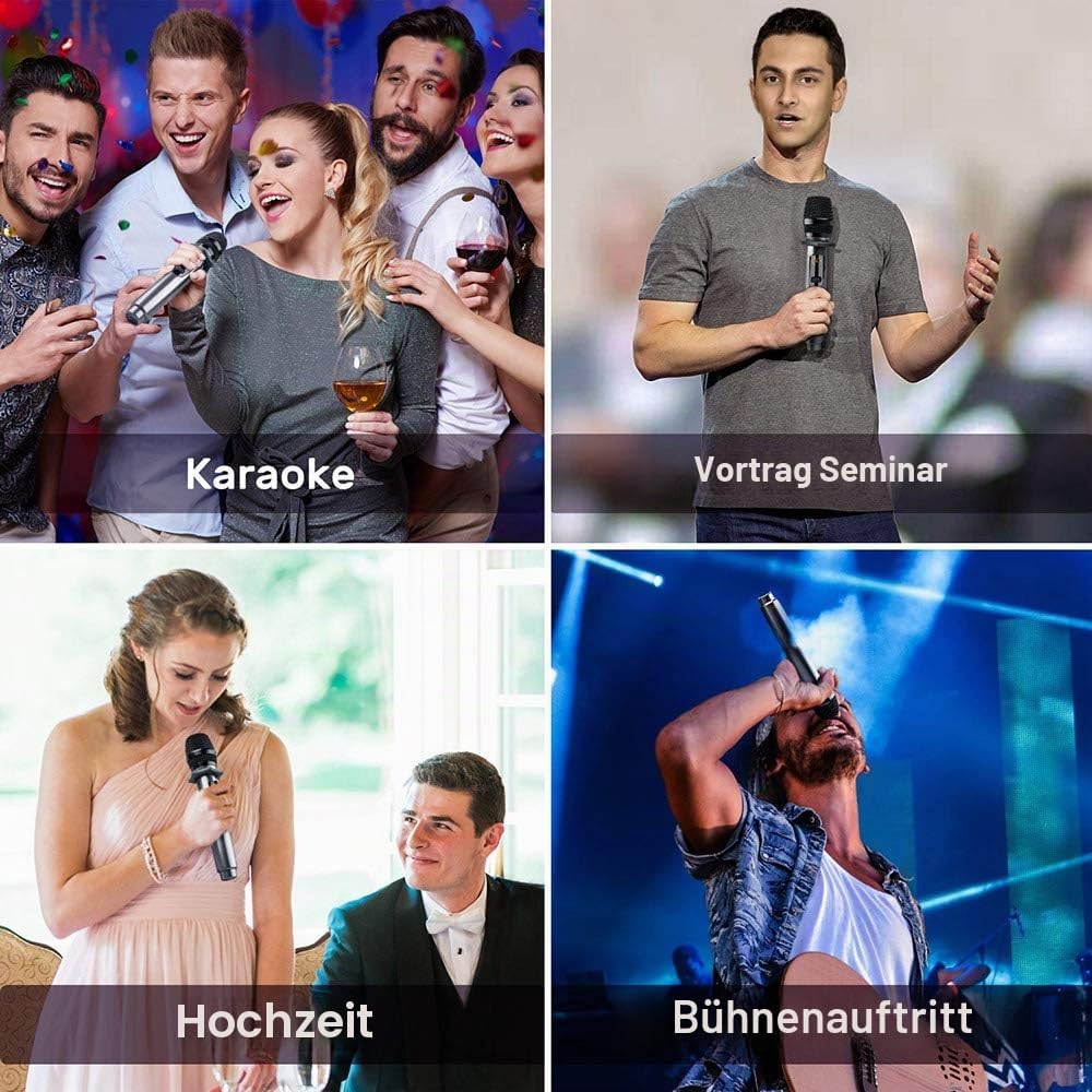 LEKATO Kabelloses Mikrofon, Mikrofone mit 30 Stunden Laufzeit für Karaoke,wiederaufladbar,Dual-Handm