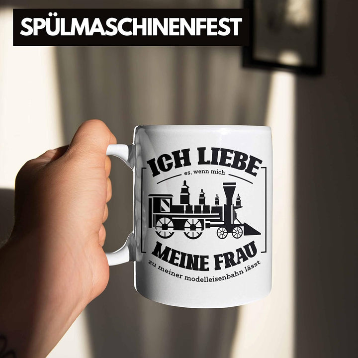 Trendation - Lustige Modelleisenbahn Tasse Geschenk für Eisenbahner (Weiss), Weiss