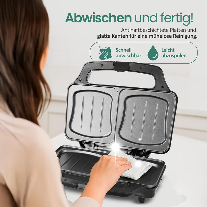Emerio XXL Sandwichtoaster für alle Toastgrössen geeignet, BPA frei, grosse Muschelform, leicht zu r