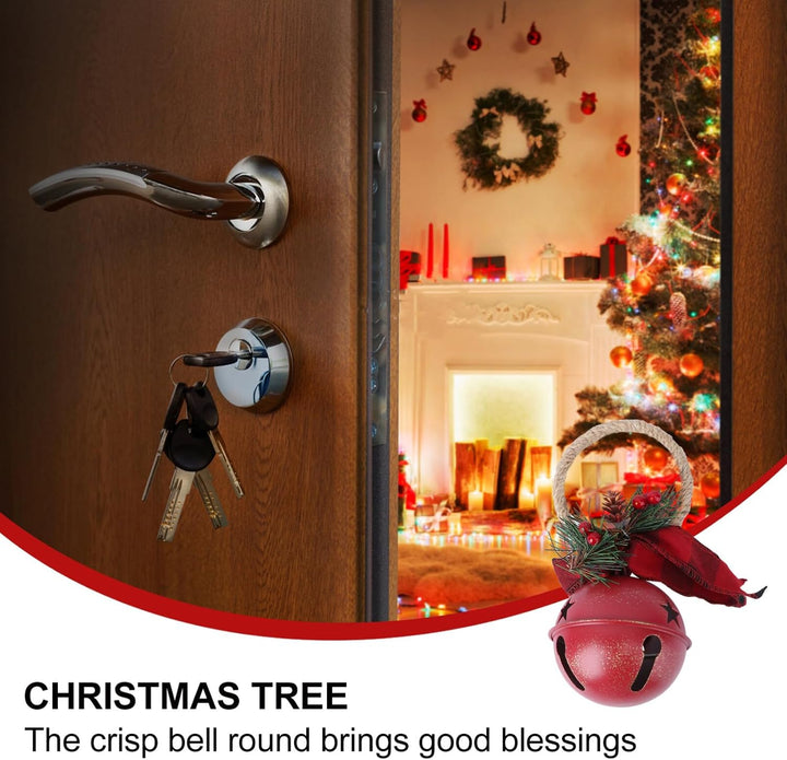 MAGICLULU Weihnachts-Glöckchen-Türhänger Grosse Tür-Hängeglocken Mit Tannenzapfen Beeren-Eisen-Stern