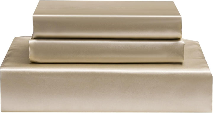 YASMENG Satin Bettwäsche 135x200 Beige Dunkelgrau Wendebettwäsche Einfarbig Seide Bettwäsche Satin G