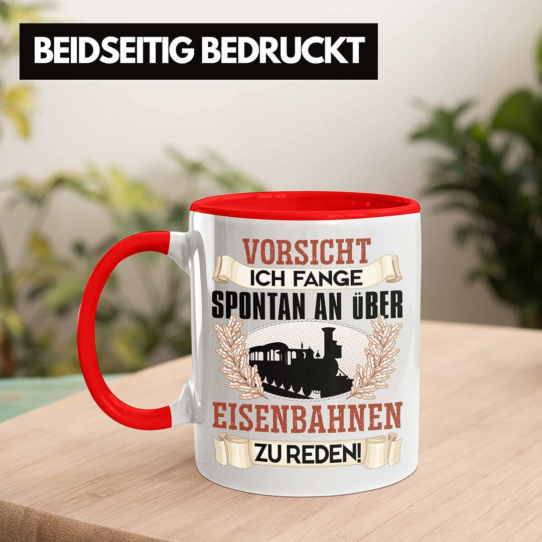 Trendation - Eisenbahner Tasse Geschenk für Modelleisenbahn-Fans Geschenkidee Ich Fange Spotan An Üb