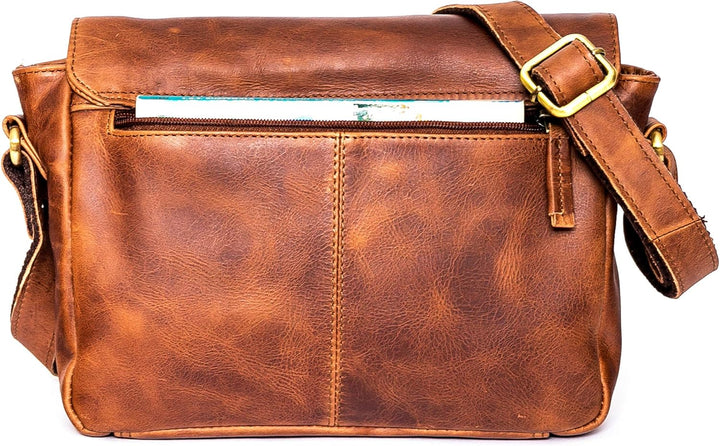 ALMADIH Premium Leder Unisex Umhängetasche KIM - Ledertasche Handtasche Messenger Schultertasche Fre