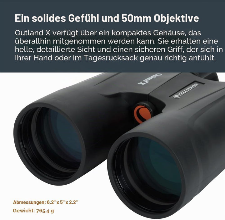 Celestron 71348 10 x 50 Outland X Fernglas – Schwarz Outland X 10 x 50 - Dachprisma, Outland X 10 x