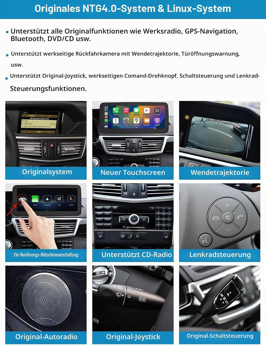 Autoradio 10,25 Zoll Touchscreen mit kabellosem Carplay und Android Auto für 2009-2011 Mercedes Benz