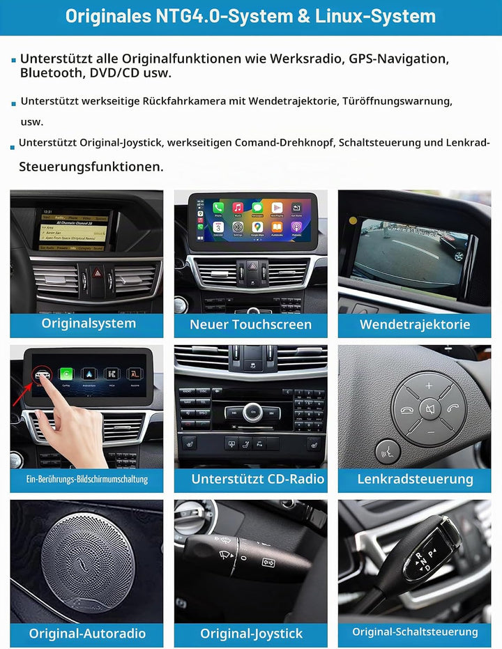 Autoradio 10,25 Zoll Touchscreen mit kabellosem Carplay und Android Auto für 2009-2011 Mercedes Benz