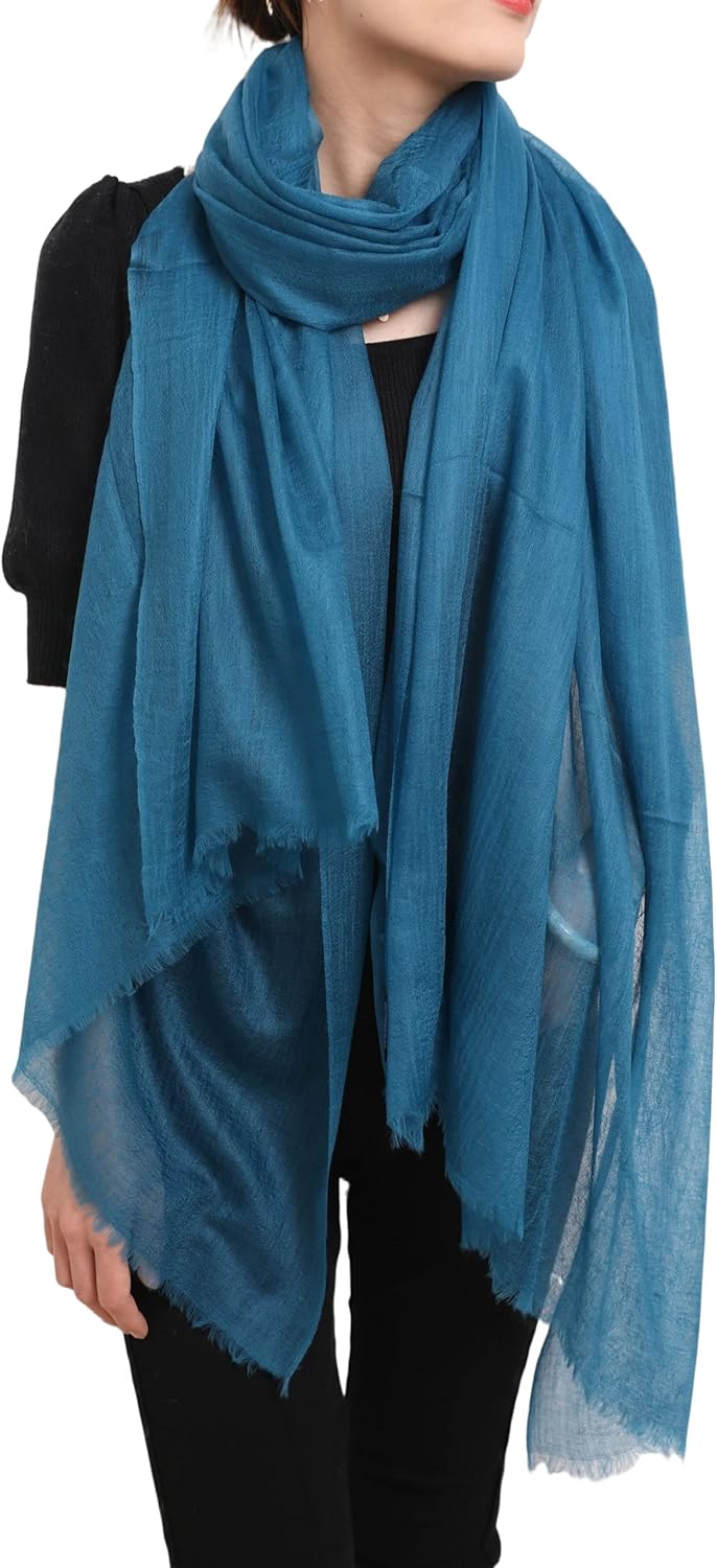 Prettystern Damen 100% Kaschmir feder-leicht Ring Pashmina Schal Abendkleid Stola aus feiner 200 gar
