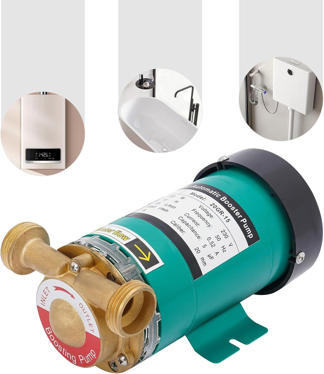 120W Druckerhöhungspumpe Kreiselpumpe 25L/min Umwälzpumpe Heizung, Automatische Start-/Abschaltpumpe