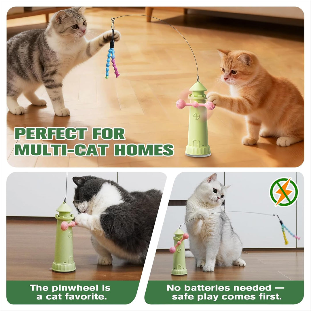 Interaktives Katzenspielzeug für Hauskatzen, Katzenstab-Spielzeug mit Drehverschluss-Saugnapf, Katze