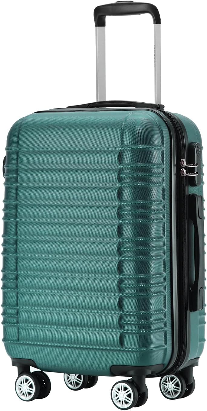 BEIBYE Zwillingsrollen Reisekoffer Koffer Trolleys Hartschale M-L-XL-Set (Dunkelgrün, M) Dunkelgrün