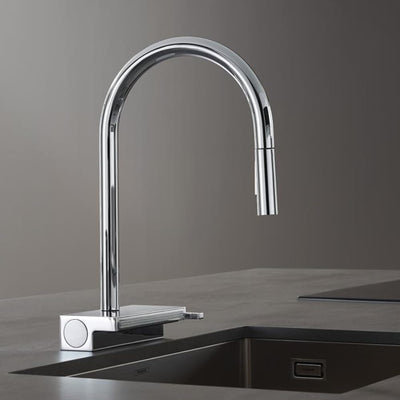 hansgrohe Küchenarmatur Aquno Select M81 (Wasserhahn Küche, Schlauchbox und Abtropfsieb, 360° schwen