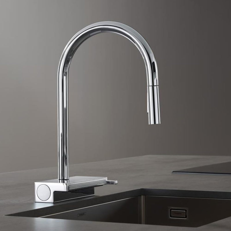 hansgrohe Küchenarmatur Aquno Select M81 (Wasserhahn Küche, Schlauchbox und Abtropfsieb, 360° schwen