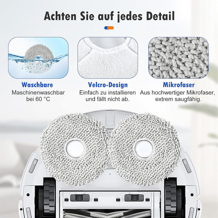 20 Stück Zubehör für Ecovacs Deebot T20 Omni / T20e Omni Saugroboter, 1 Gummi Hauptbürste 4 Staubbeu