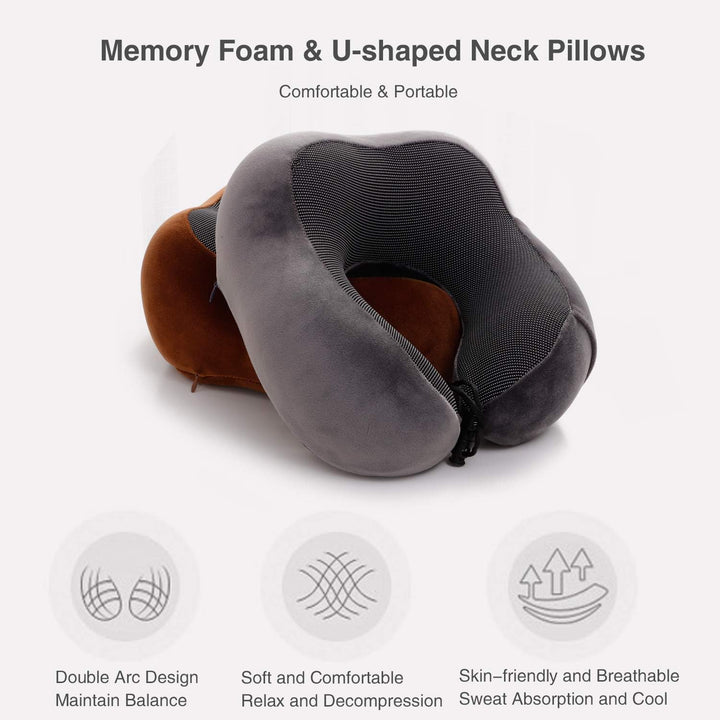 FANDARE Nackenkissen Reisekissen aus Memory-Schaum Neck Pillow Damen Herren Nackenhörnchen Nackenstü