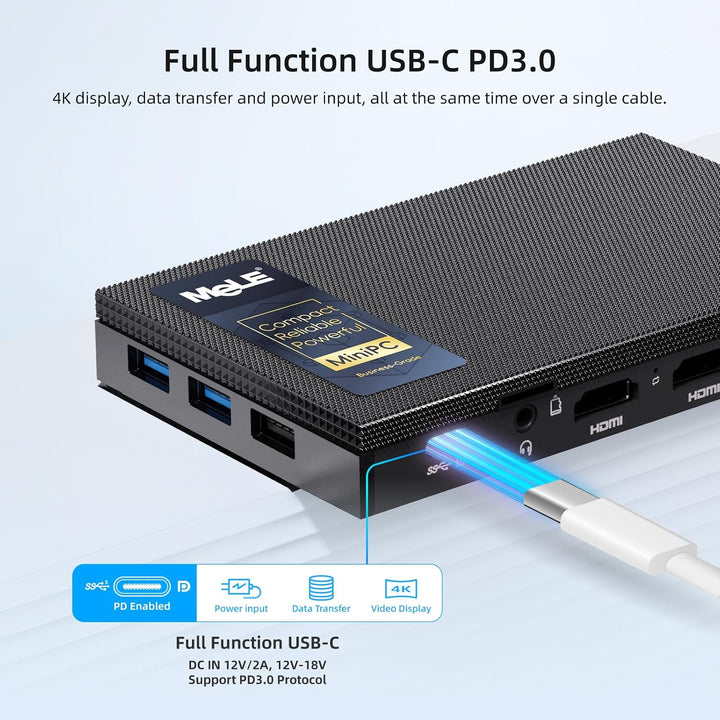 MeLE Quieter4C Lüfterloser Mini PC 12th Alder Lake N100 (bis zu 3.4GHz, 4C/4T) 16GB LPDDR4x 512GB Sc