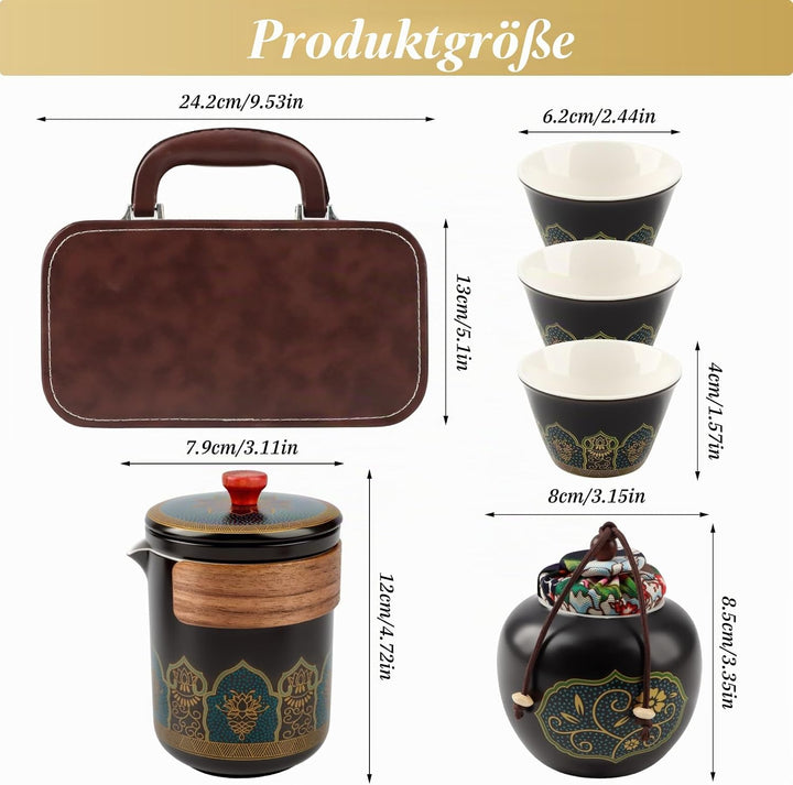 Japanisches Teeservice, 6 Stück Schönes Tea Set Porzellan Chinesische Teekanne Set, Gongfu Teeservic