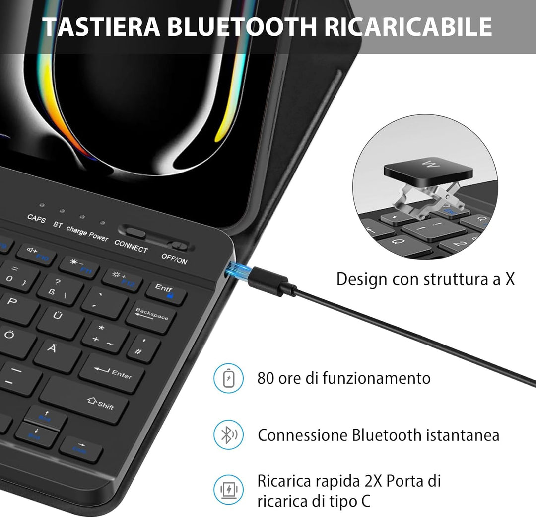 KBCASE Tastatur Hülle für iPad Pro 11 Zoll M4 2024 Hülle mit Deutsche Bluetooth Tastatur mit Bleisti