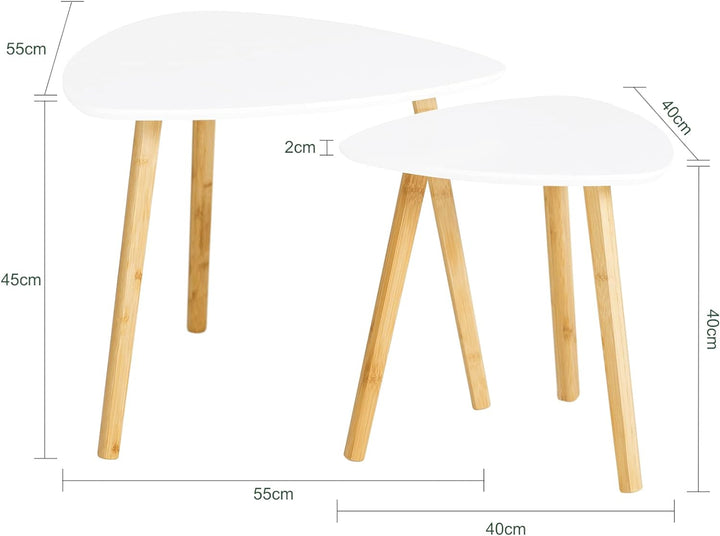 SoBuy FBT74-W 2er Set Beistelltisch mit Ablagen Couchtisch Sofatisch Kaffeetisch Satztisch Bambus We