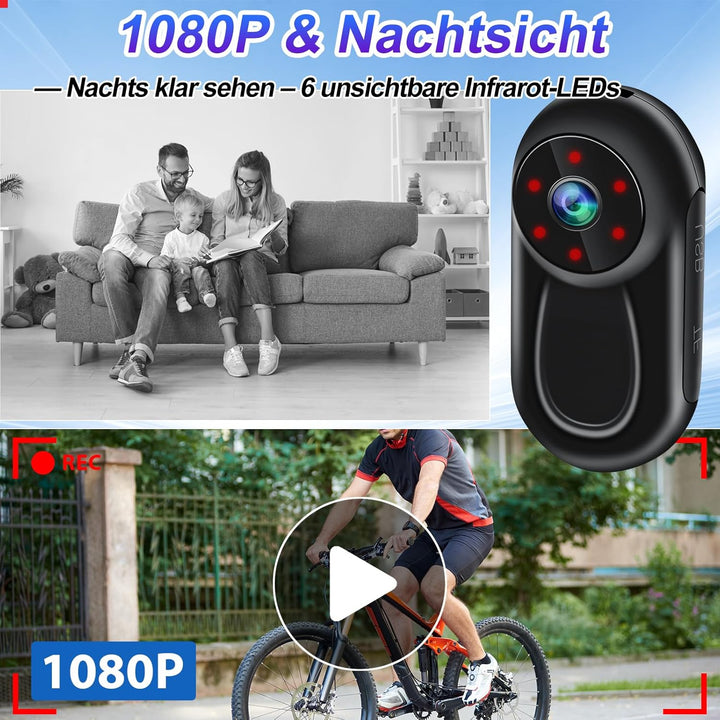 TANGMI Mini Kamera Action, Magnetische Halterung Mini Action Cam Bodycam, Integrierter Bildschirm Ac