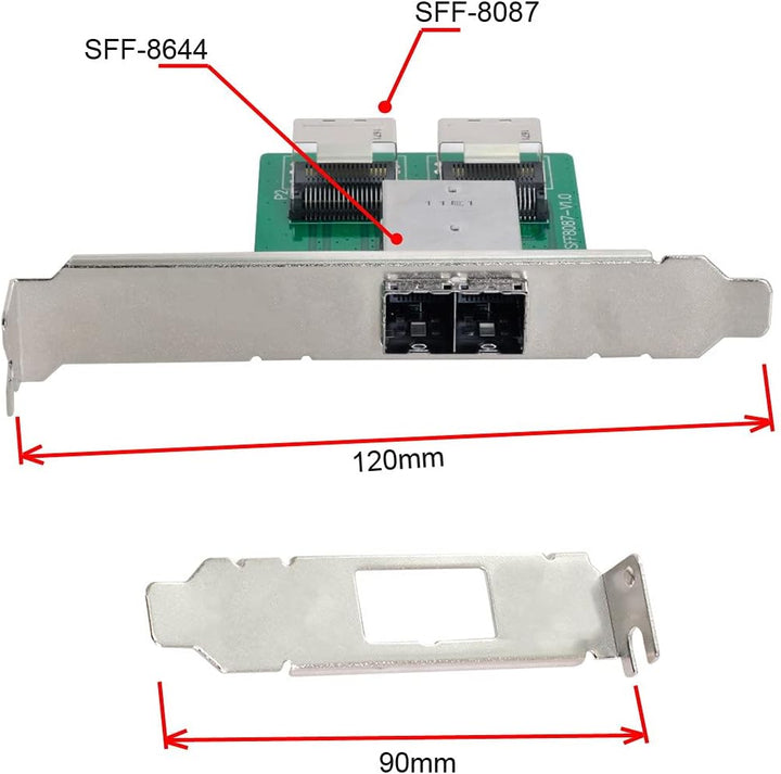 Cablecc Dual Ports Mini SAS HD SFF-8644 zu internem Mini SAS SFF-8087 PCBA-Buchsenadapter mit Low-Pr